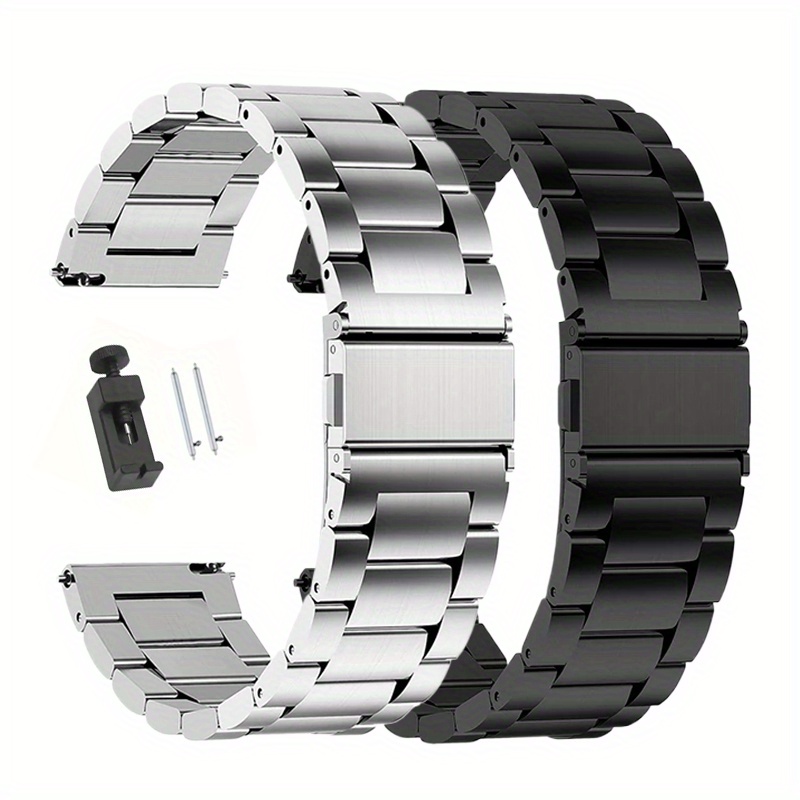 E-shop 2 Stück 20mm 22mm Edelstahl Armband für Smartwatch, Schnellverschluss, Kompatibel mit for Samsung Galaxy Watch 7/FE/6/5Pro/4/Classic