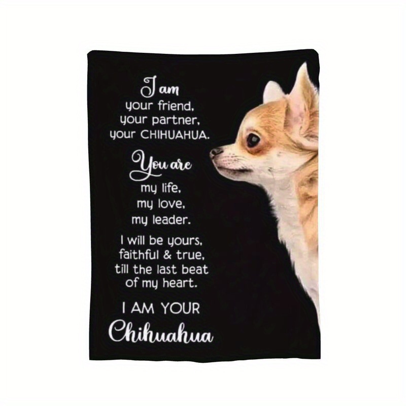 

1pc Chihuahua Print Flannel Blanket, 200-250g Polyester, Contemporary Style, , Warm & Comfortable Sofa/bed/nap Blanket, , Decor, Gift For Dog Lovers