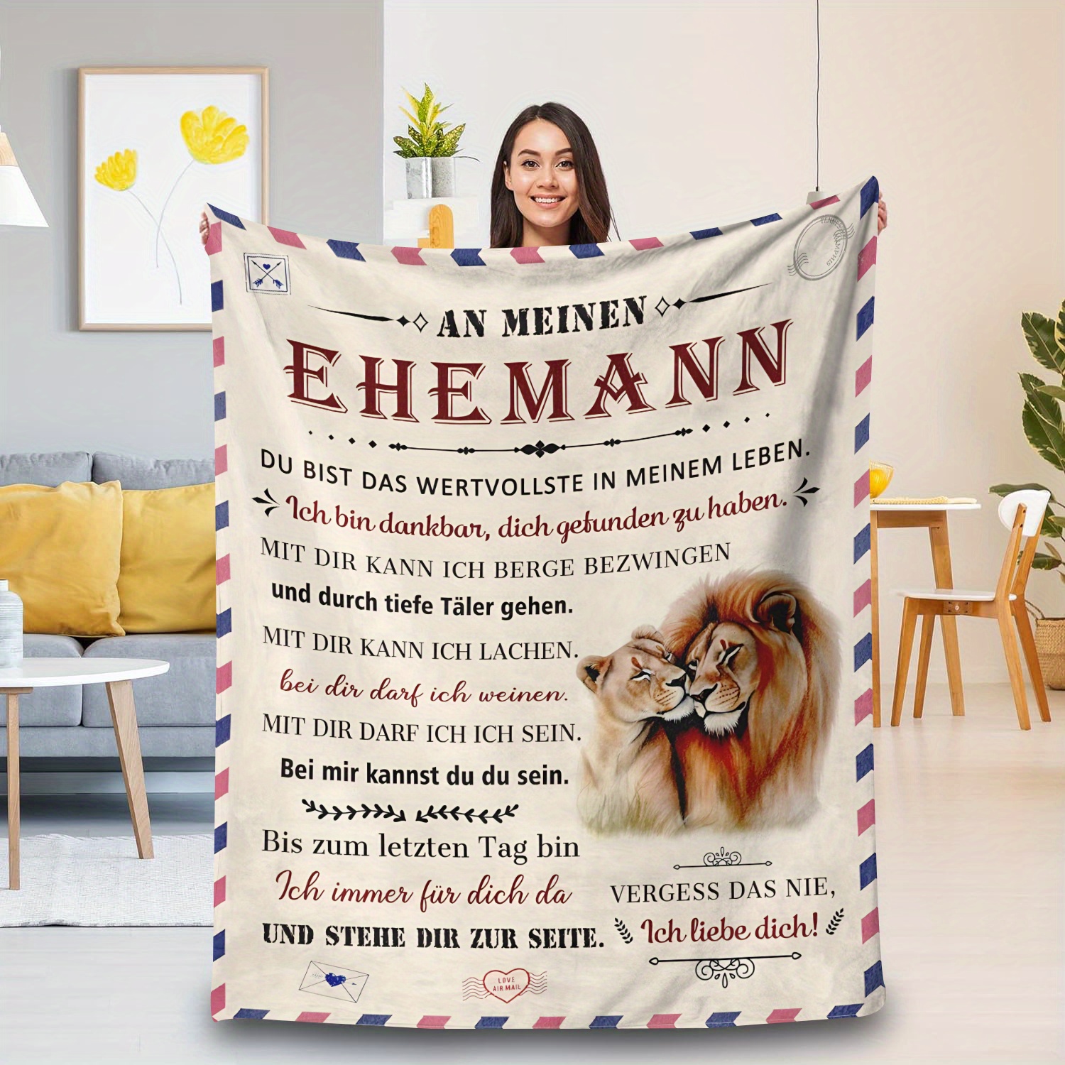 

All-season Style Digital Print Lion Throw Blanket For Husband Gift - Soft Flannel Fleece, Knitted, 100% Polyester, All Occasion Theme, Unique Design, Comfortable, Lightweight, Machine Washable