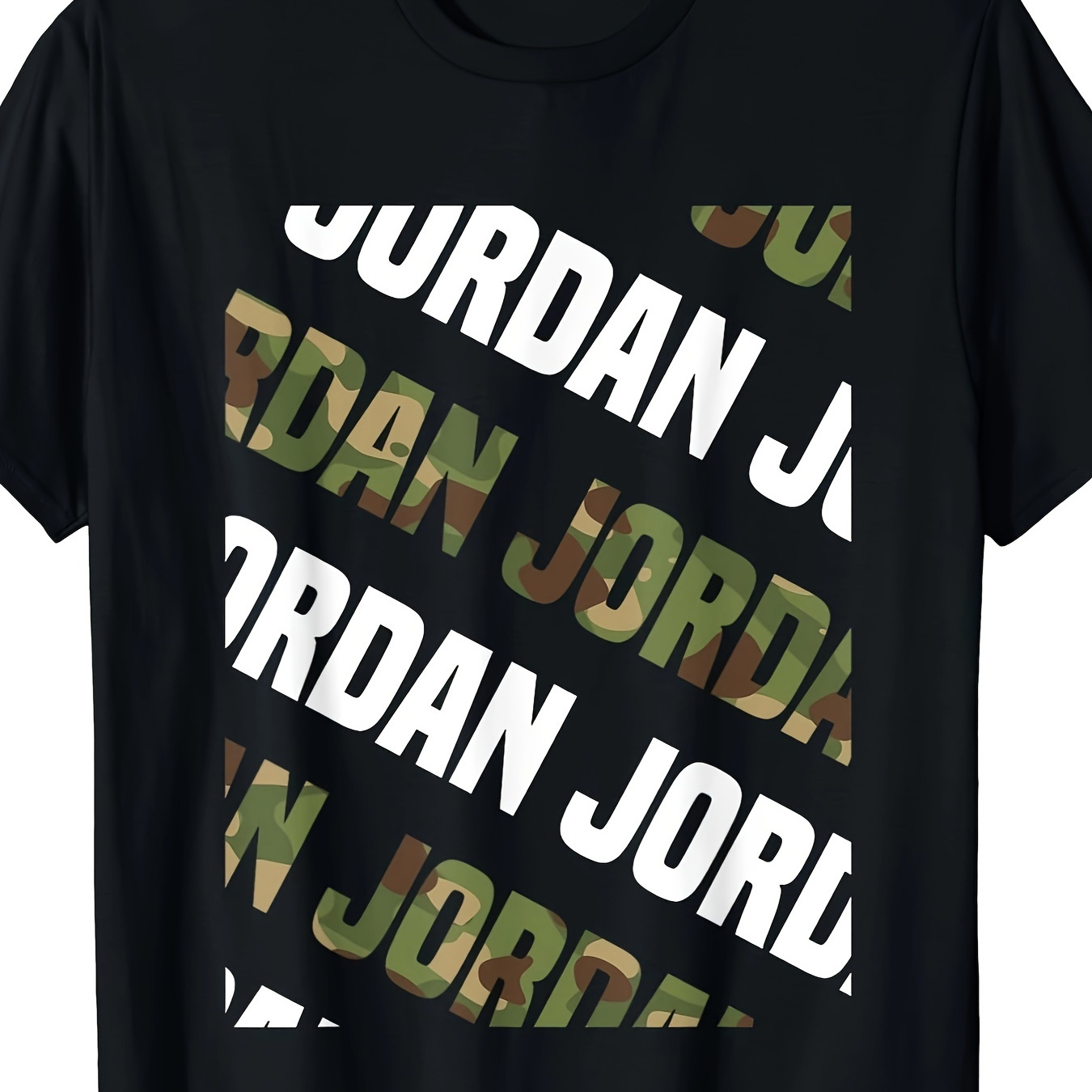 

Twill Jordan Pattern Design Gift Green Camouflage Printed T-shirt, Cool Breathable Soft, Comfortable Stretch, Summer Fashion Trend T-shirt, Casual Everyday Clothing