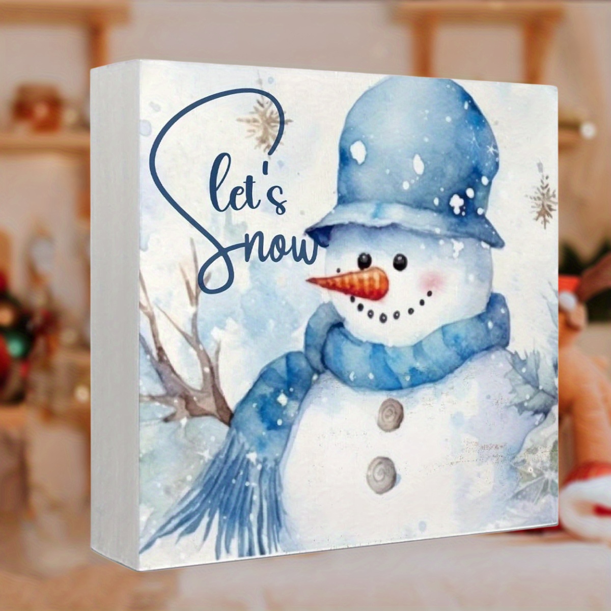 

1pc, "" Blue Snowman Pvc Desktop Ornament, Festive Holiday Wall Art, Multi-purpose Home & Kitchen Decor, Layered Tray Decor, 3d Holiday Sign, 11.8 Inches