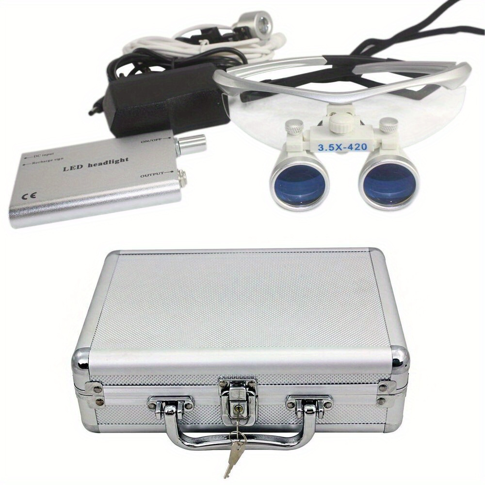 

Dental Magnifier Dentist 3.5x Magnifier Glasses Led Light Headflup With Box 420mm