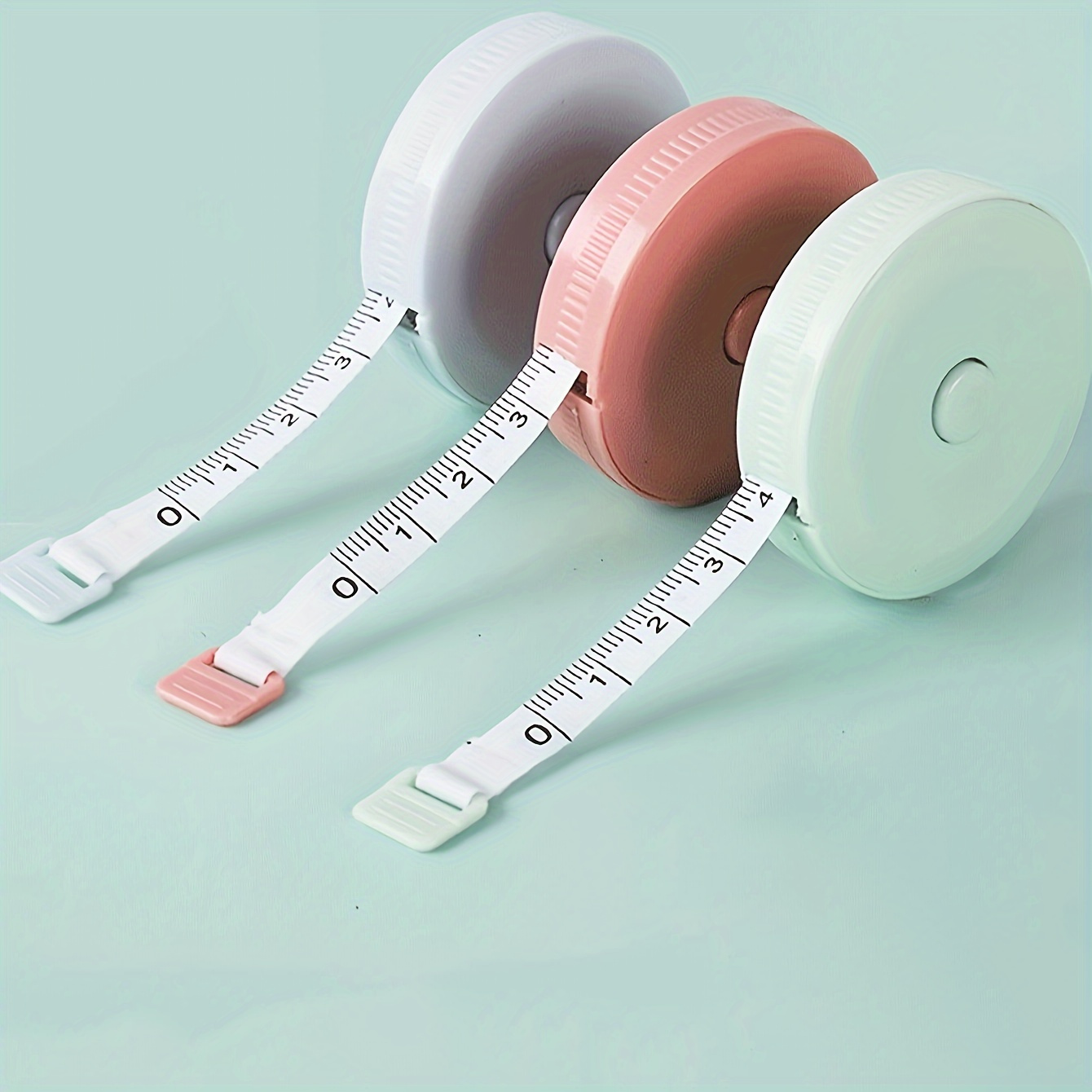 1pc plastic tape measure 1 5 meters clothing measuring tape cute mini soft tape automatic retractable type details 0