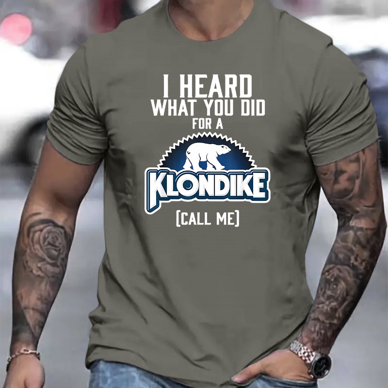 

T-shirt For Men, Casual Crew Neck Short Sleeve Tee, 100% Polyester Knit Fabric, Slight Stretch, Summer Style Tops With Printed Design