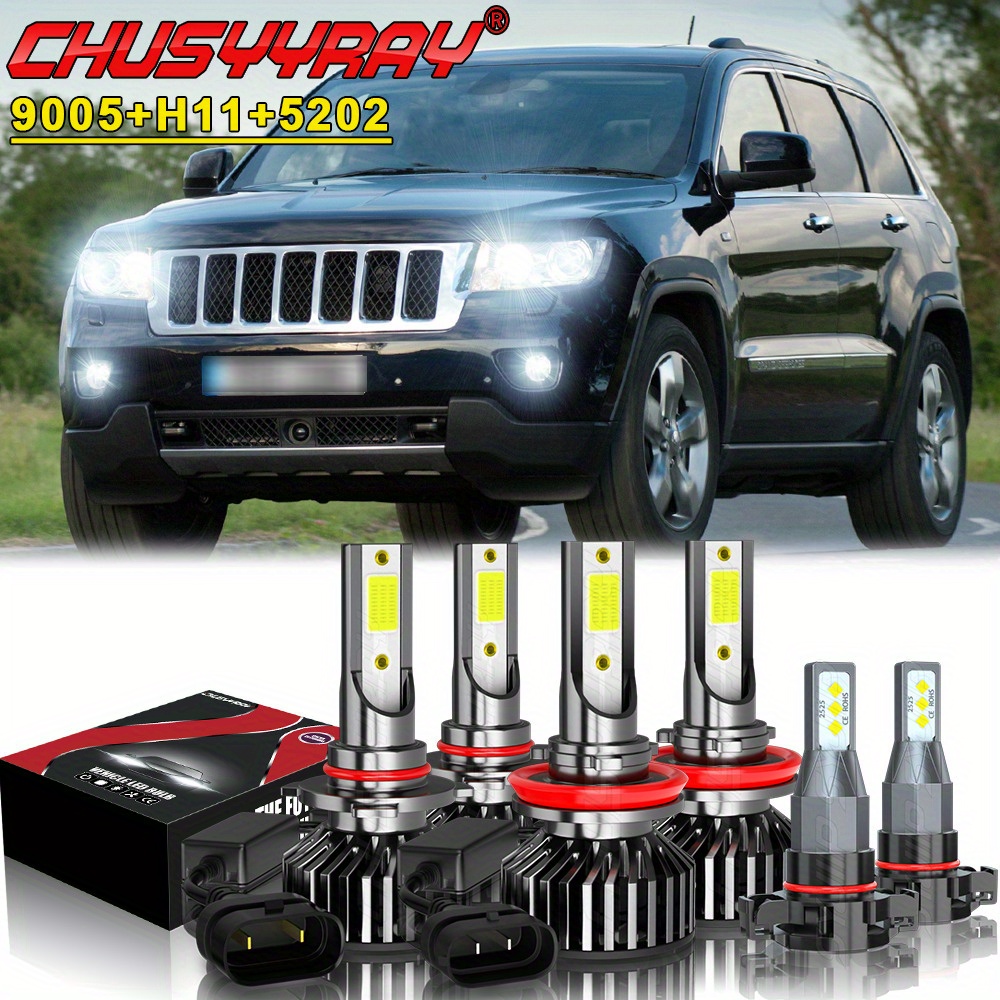 

Led Headlight Fog Light Bulbs Combo Kit Grand Cherokee 2011-2013 80w 6000k White 26000lm Two-sided Ultra Bright Cob Chip