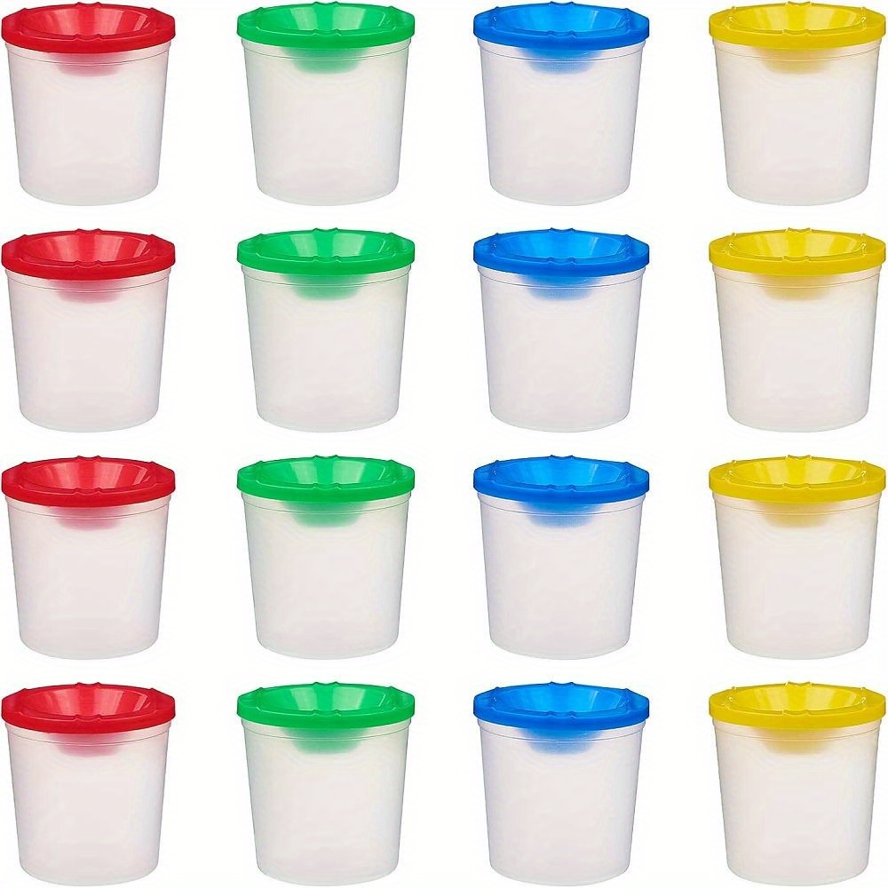 

20pcs No Spill Paint Cups With Lids - Superfindings Multipurpose Plastic Painting Containers, Classic Style, Wall Hanging, Non-electric, For Arts & Crafts