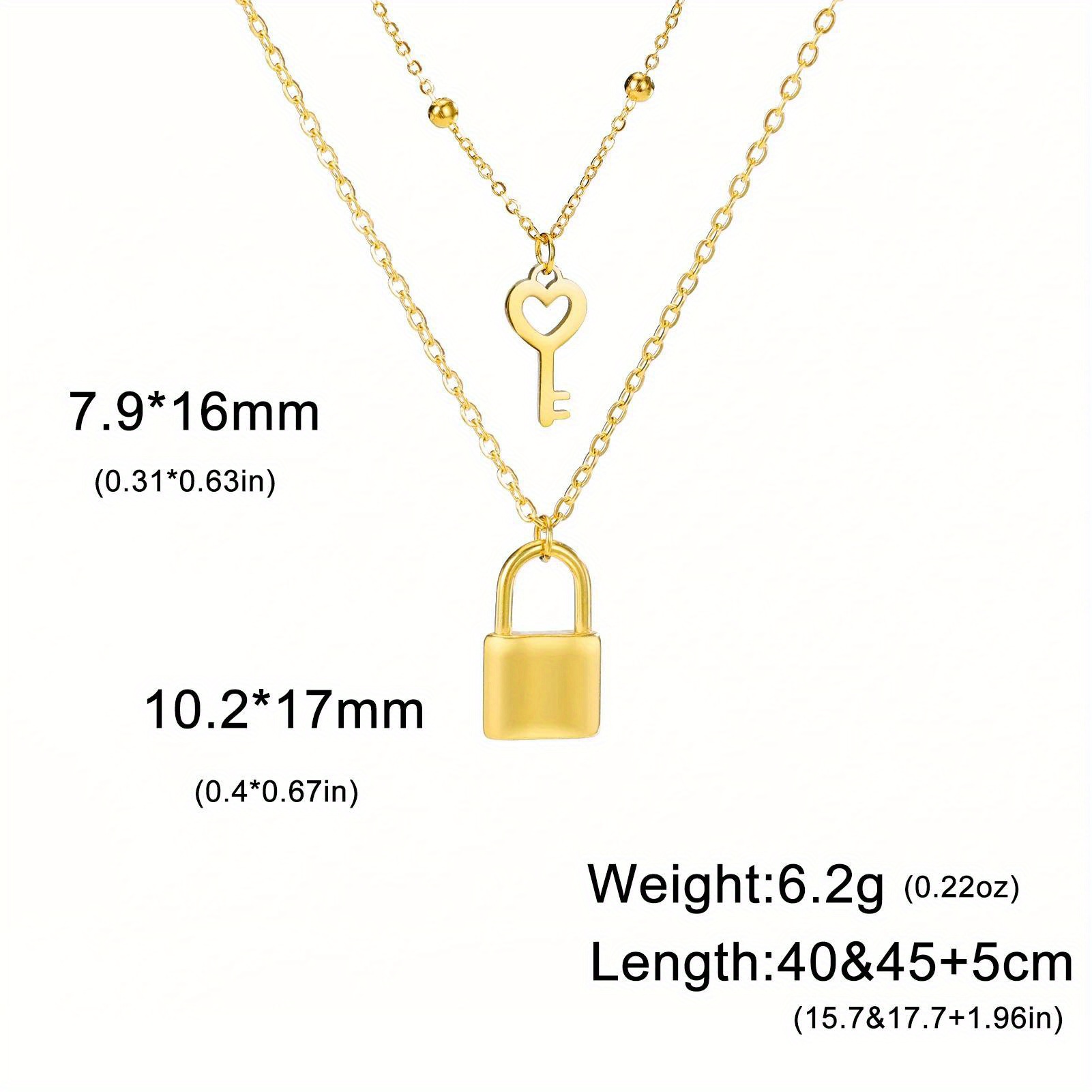 Women's Heart-Shaped Key Lock Necklace, Romantic Gift
