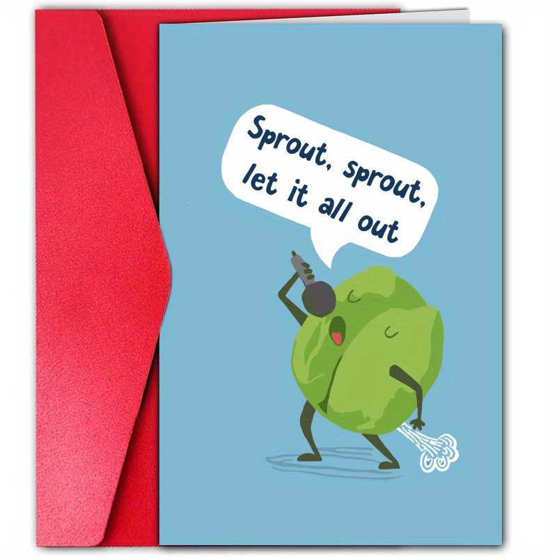TEMU 1pc, Happy Christmas Time Card, Bright Christmas Card, Singing Sprout Christmas Card, Fun Christmas Card, Suitable For