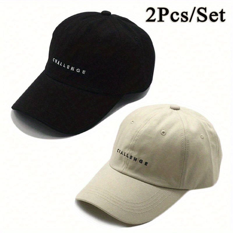 

2pcs/set Unisex Fashion Baseball Caps With Embroidered Letter, Casual Acrylic Outdoor Sports Sun Hats