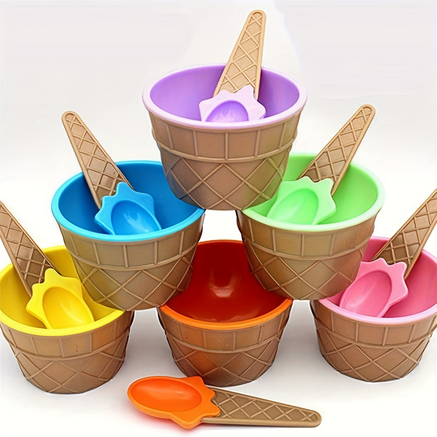 

6pcs Ice Cream Mixing Bowl Set Spoon - , Easy To Clean, Cute Diy Ice Cream Bowl