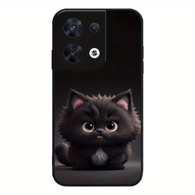 TEMU Cartoon Black Cat Matte Soft TPU Phone Case for OPPO Find A8 A31 A52 A72 A92 A91 A93 A74 A54 A73 A53 A55 A53S A56 A55S A94 A32 A15 A15S A35 A95