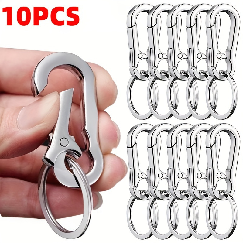 

10-pack Gourd-shaped Stainless Steel Carabiners - Zinc Alloy Metal Keychain Clips, Heavy-duty Climbing Hooks With Key Rings