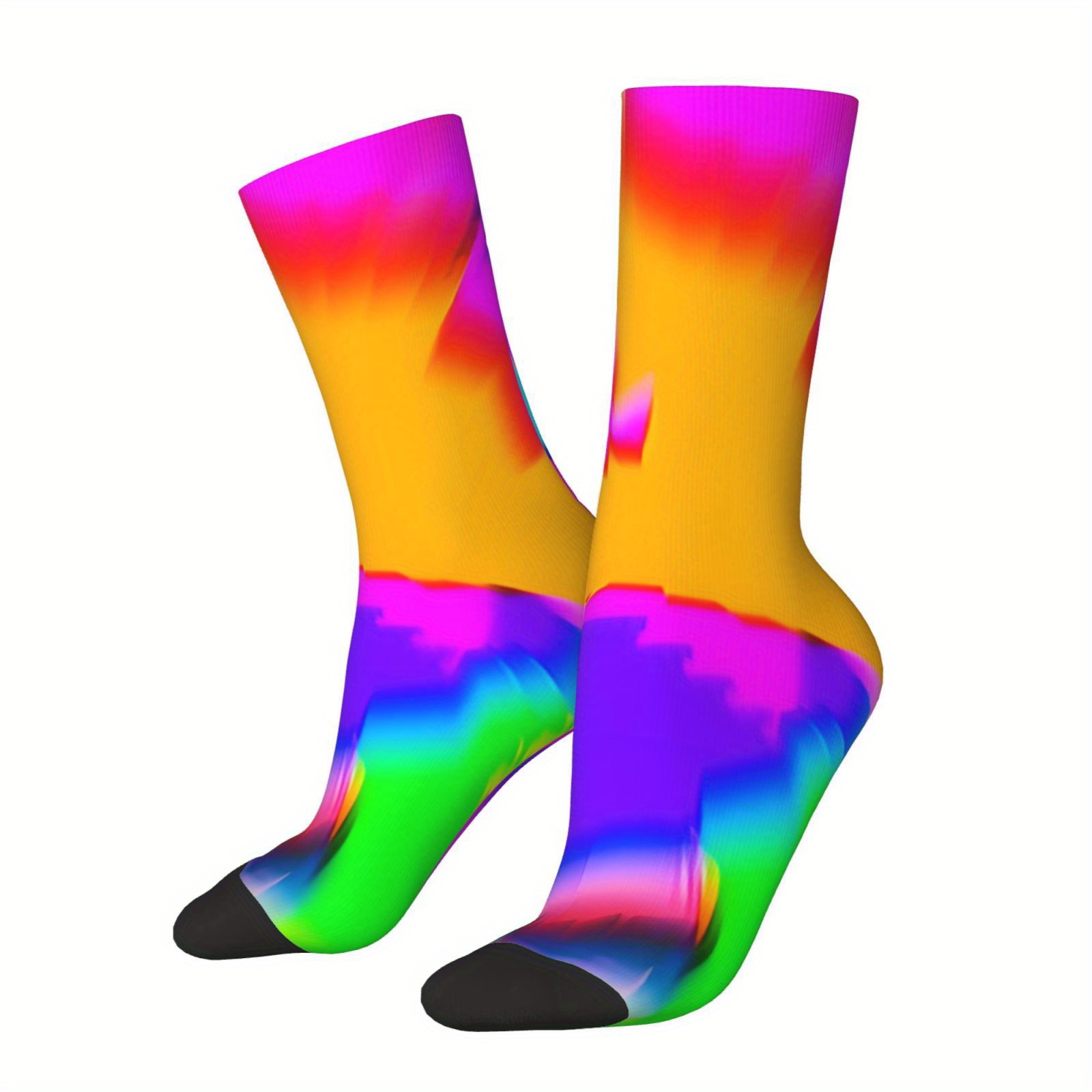 

Men's Novelty Rainbow Burst Socks - Hip Hop Vintage Style, Breathable Polyester Blend, Perfect Gift Idea