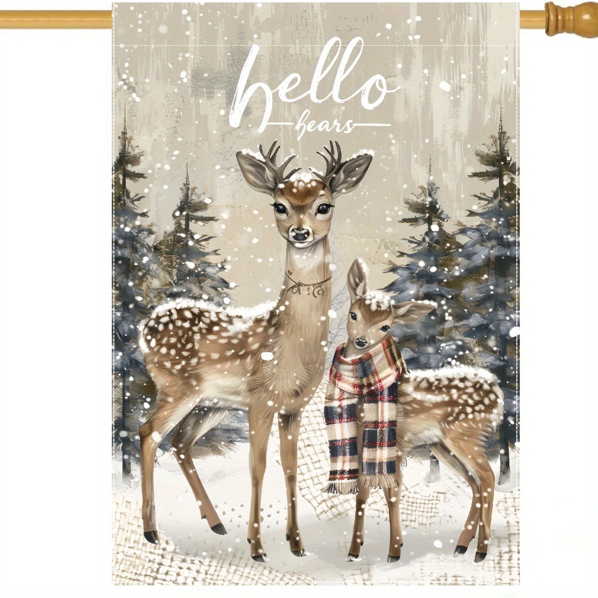 

1pc Winter Reindeer Snowflake Garden Banner, 28x40 Inch Double-sided Outdoor Decorative Hanging, Polyester Weather-resistant Yard Display, Use Without Electricity - Seasonal Lawn Accent