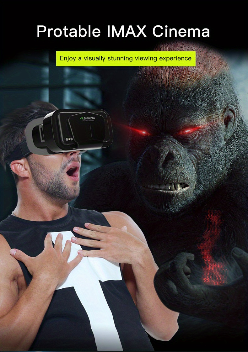 1pc 3D Immersive VR Headset for iPhone/Android Smartphones - Equipped with Proximity Sensor, Connector, Controller, Binoculars Design, PVC Material, Role-Playing Game Accessories, Suitable for