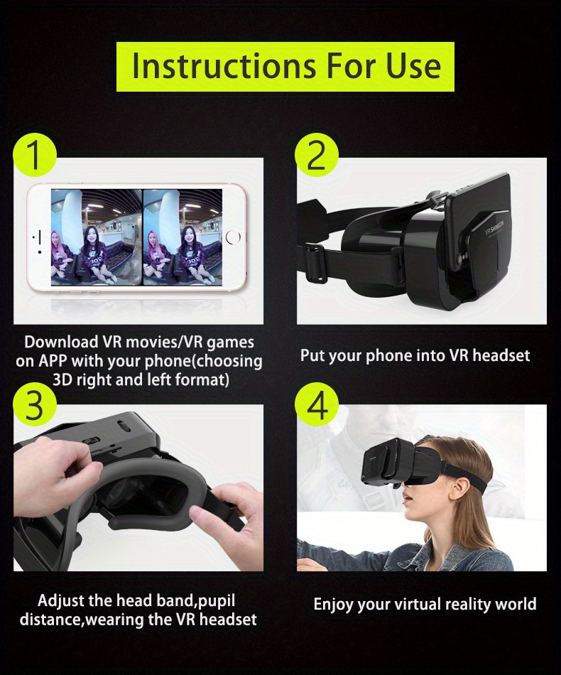 1pc 3D Immersive VR Headset for iPhone/Android Smartphones - Equipped with Proximity Sensor, Connector, Controller, Binoculars Design, PVC Material, Role-Playing Game Accessories, Suitable for