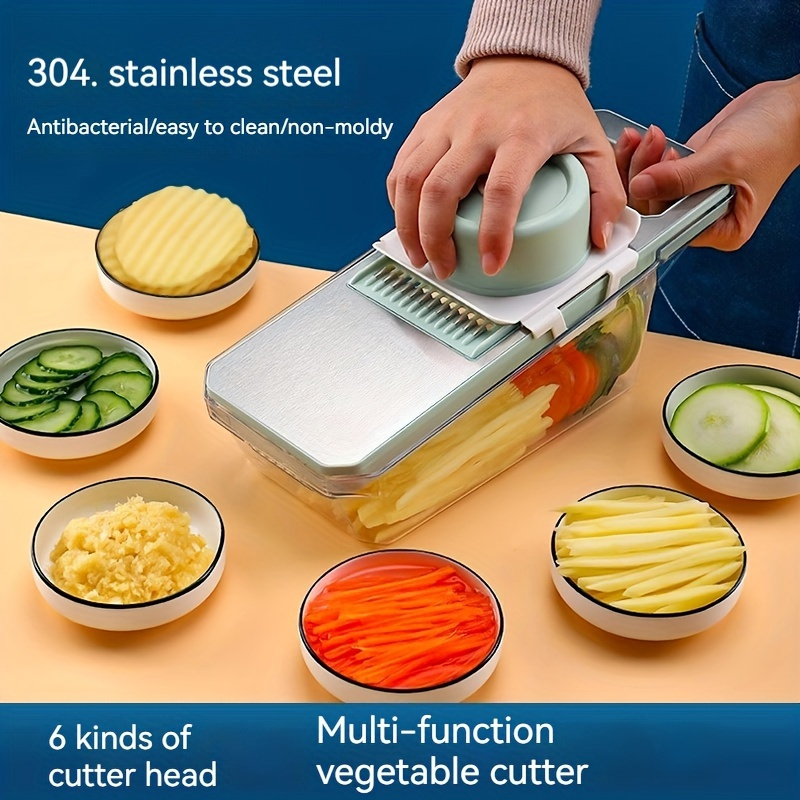 multi functional   piece set 5 cutting heads stainless steel multifunctional vegetable slicer and slicer   potatoes   etc essential kitchen tool slicer for food and vegetables details 0