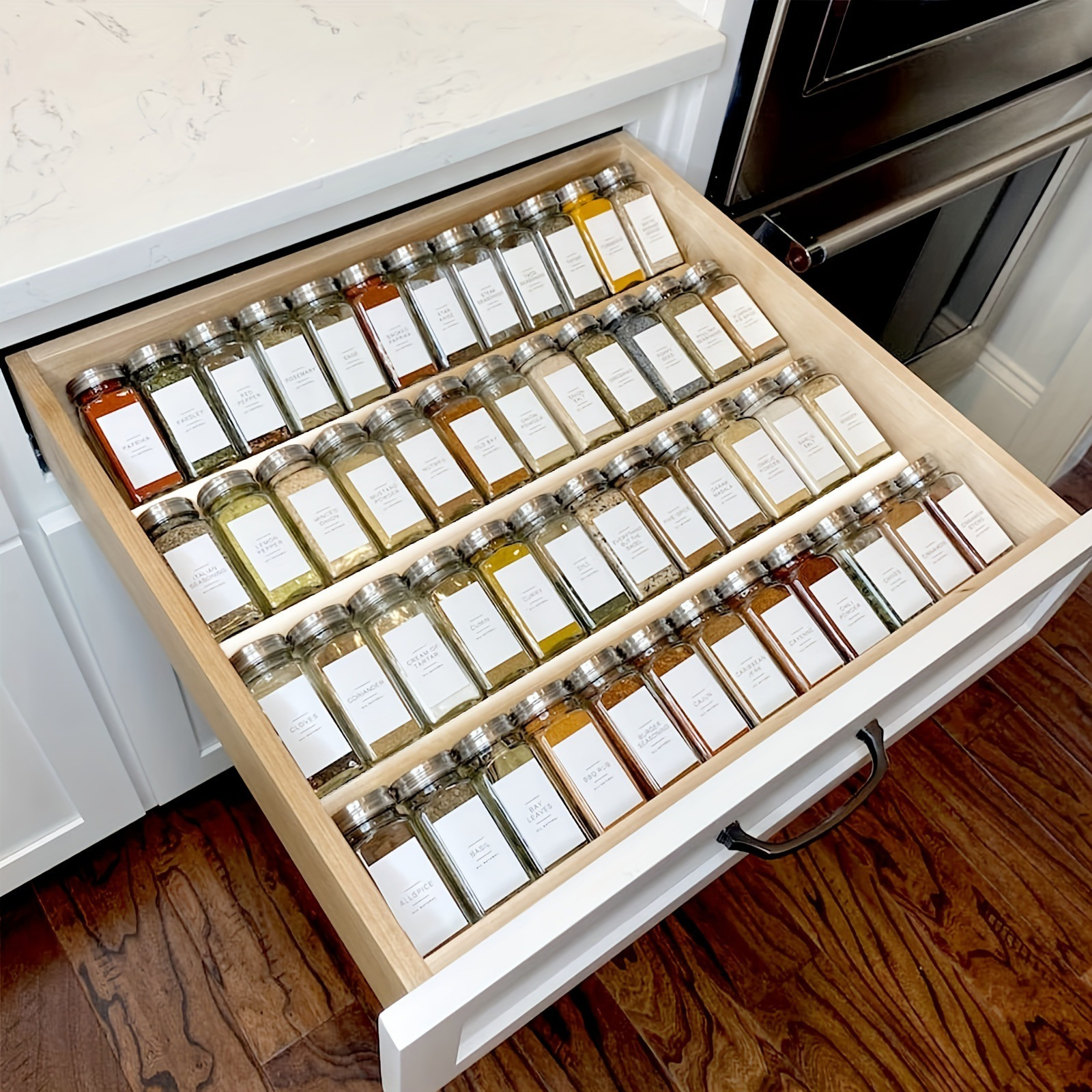 adjustable acrylic kitchen storage rack   stackable organizer for spices seasonings staircase details 1