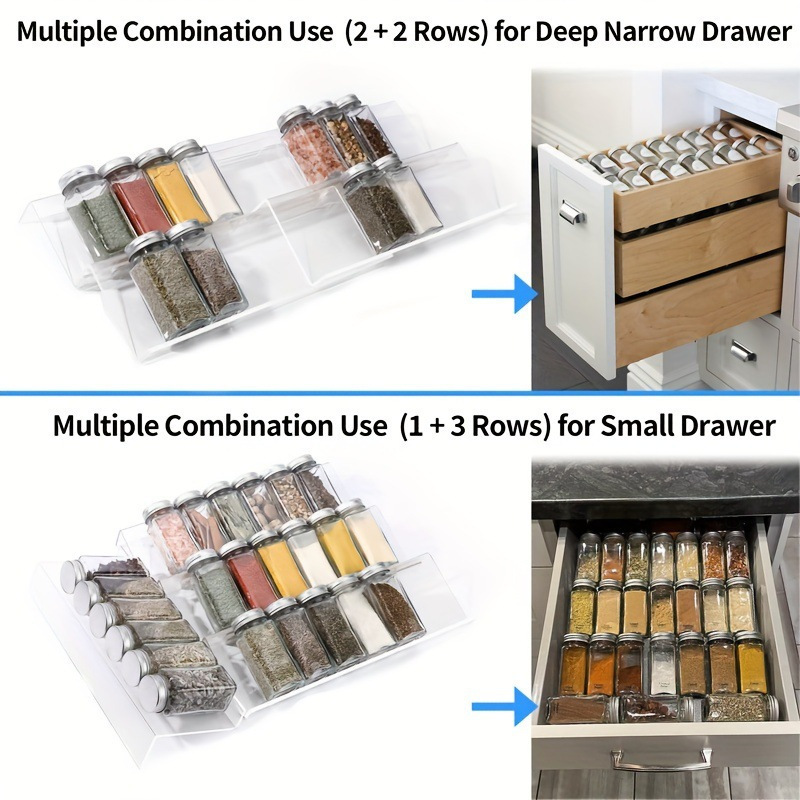 adjustable acrylic kitchen storage rack   stackable organizer for spices seasonings staircase details 3