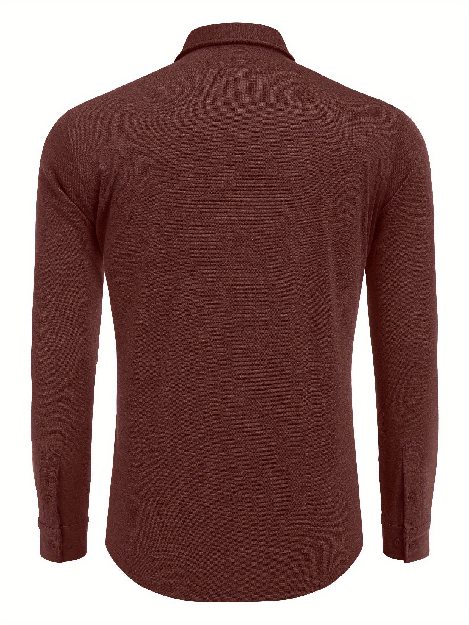 WARHORSEE Men's Knit Button Down Shirt - Long Sleeve, Stretch, Wrinkle Free, Breathable Dress Shirt