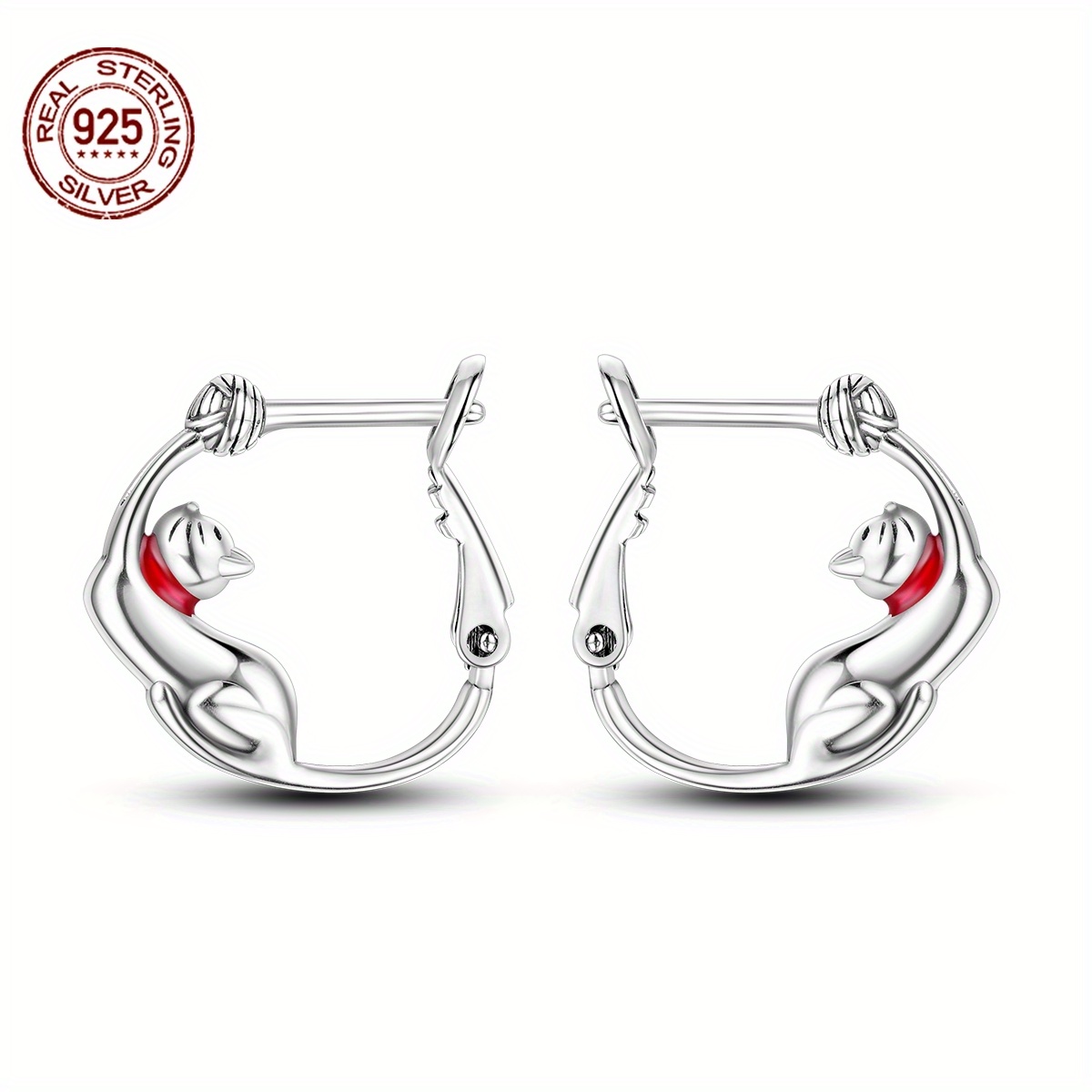 TEMU Earrings Woolen Ball Cat Earrings Gorgeous Jewelry 925 Sterling Silver Hypoallergenic Earrings Birthday Christmas Holiday For Gift