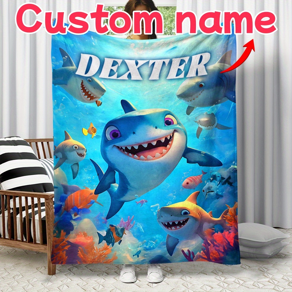 

Shark Name Blanket - Soft, Lightweight Flannel Throw For Couch, Bed, Travel & Camping - Digital Print Fleece In Multiple Sizes