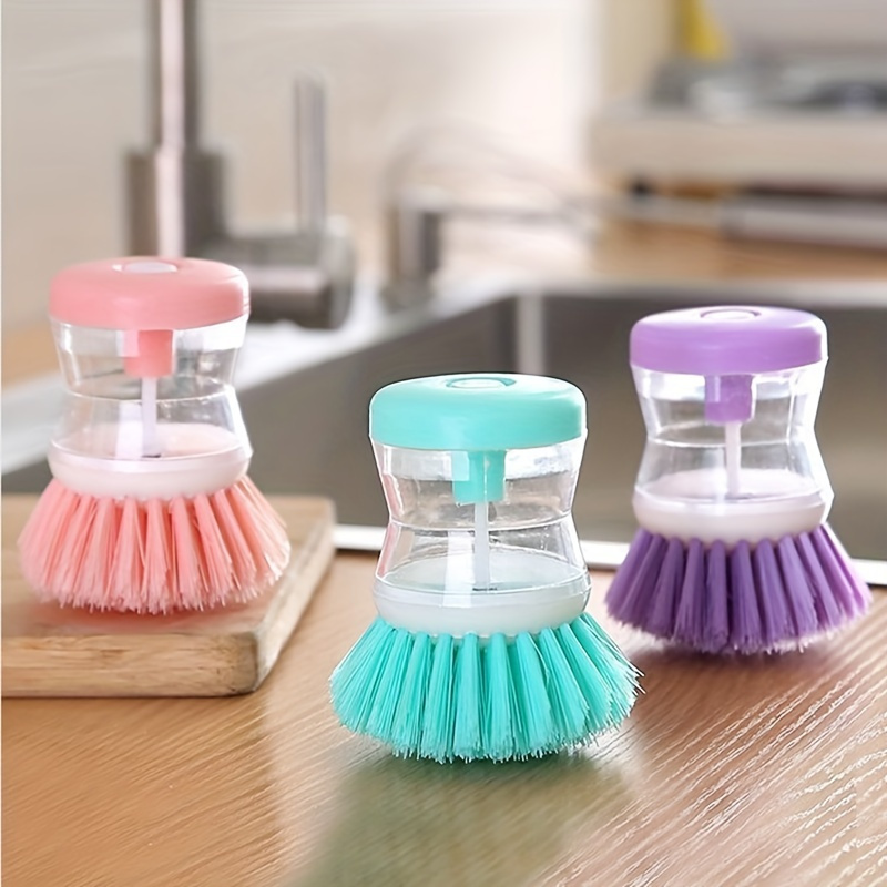 

1pc Brosse de cuisine manuelle pour distributeur de savon, mini-brosse à vaisselle portable pour casseroles et poêles, pas besoin de piles, facile à nettoyer