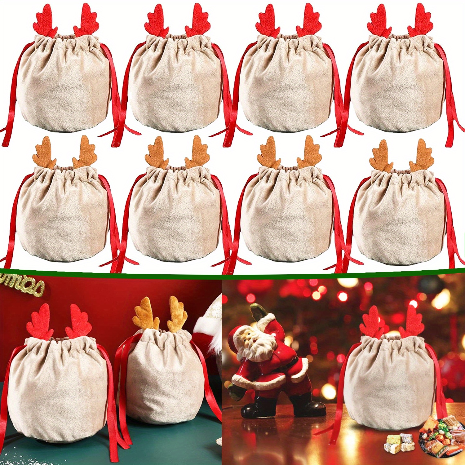 

10pcs Christmas Drawstring - & Pouches For Favors, Treat Storage &