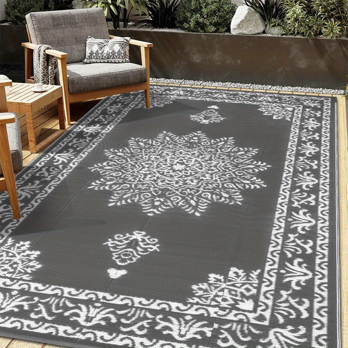 outdoor rug ft waterproof straw area rug for patio reversible plastic uv resistant portable rv camping carpet bohemian indoor outdoor rug for porch deck balcony