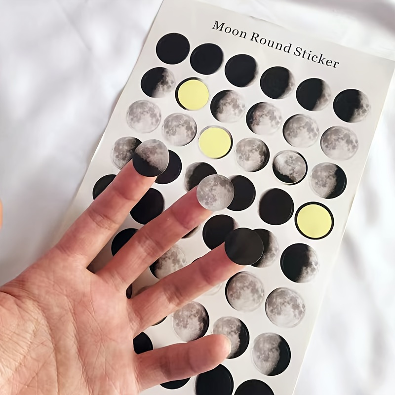 

4sheets/192pcs Creative Moon Phase Dots Stickers, Polka Dots Stickers For Planner Diary Notebook Office Sticker Pack Journal Stickers For Sealing Decorative Stickers