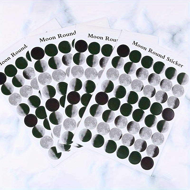 E-shop 4 Bögen/192 Stück Kreative Mondphasen-Punkte-Aufkleber, Polka-Dot-Aufkleber für Planer, Tagebuch, Notizbuch, , Büro-Sticker-Set,