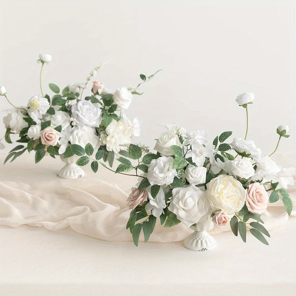 

2 Pcs Artificial Wedding Table Centerpiece Flowers, Table Fireplace Decorative Flowers For Reception Tabletop Arch Decoration