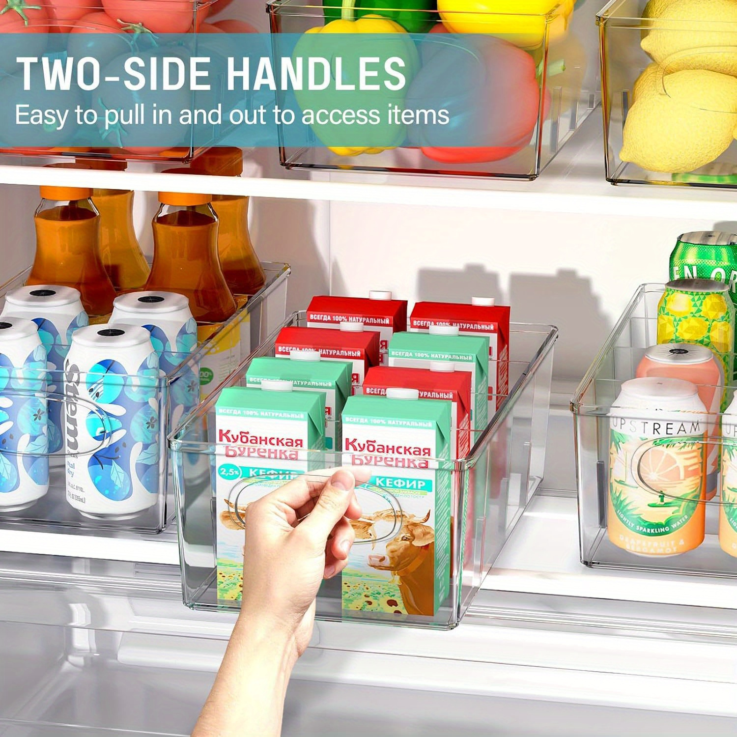 clear stackable storage bins with removable dividers multifunctional refrigerator pantry organizers for   room bedroom durable plastic   containers kitchen organizers and storage versatile container use   handles   modular design   material kitchen containers meal preppers
