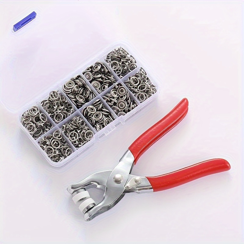 50 piece snap fastener set with   pliers clear storage box durable metal snaps for diy crafts and clothing accessories