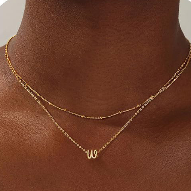 

Design 26 Initial Letter Necklace Layered Necklace Women' Pendant Jewelry