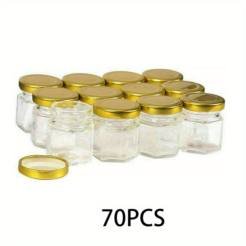 TEMU 70pcs Glass Hexagonal Honey Jar, The Best Container For Making Jam And Storing Spices, Easy To Store And Seal