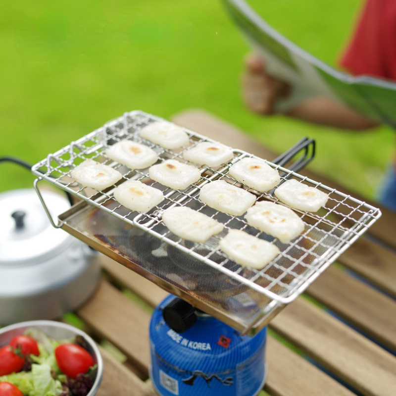 1pc folding camp stove toaster portable stainless steel bread toaster rack with 2 shapes for camping backpacking hiking picnic kitchen supplies details 4