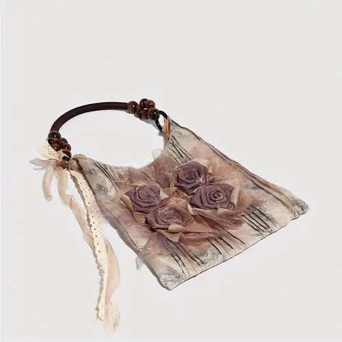 elegant embellished tote bag with pleated design fabric shoulder handbag with fixed strap magnetic closure and polyester lining for everyday use