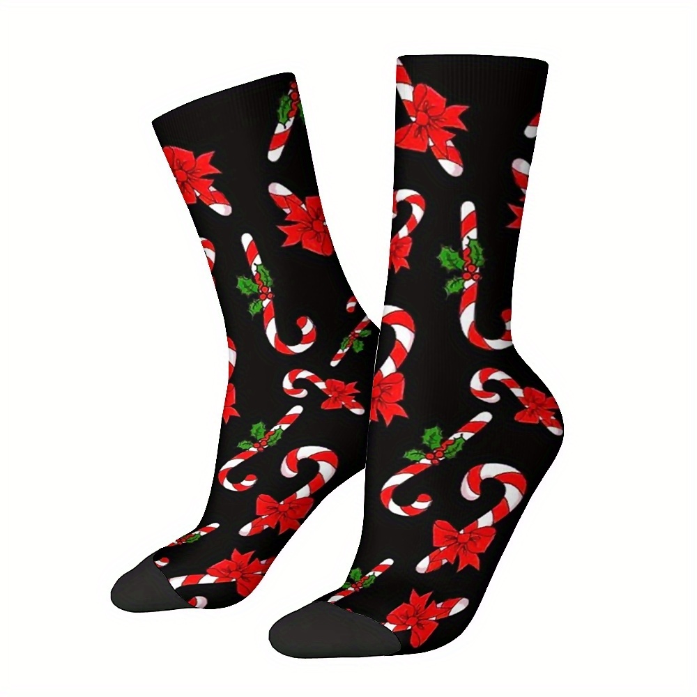 

Candy Cane And Holly Socks - Men's High With Random Print - Hand Wash Only - Polyester