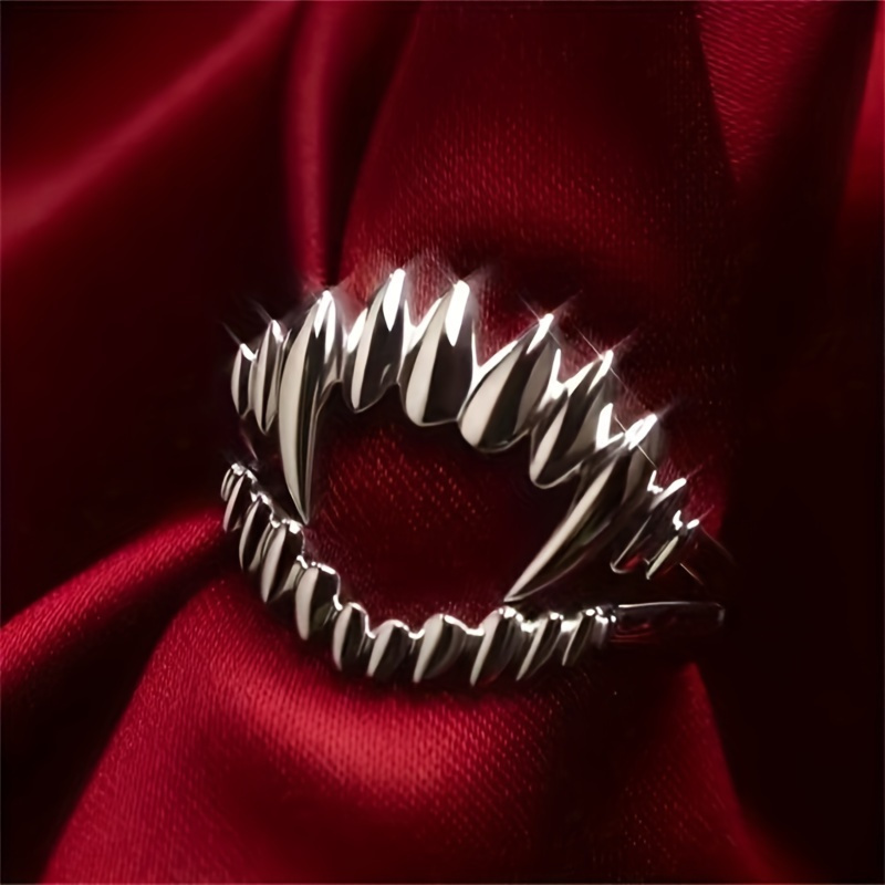 

2pcs Vampire Fang Rings For Men & Women - Perfect For , Cosplay Parties, Masquerade Balls & Stage Performances