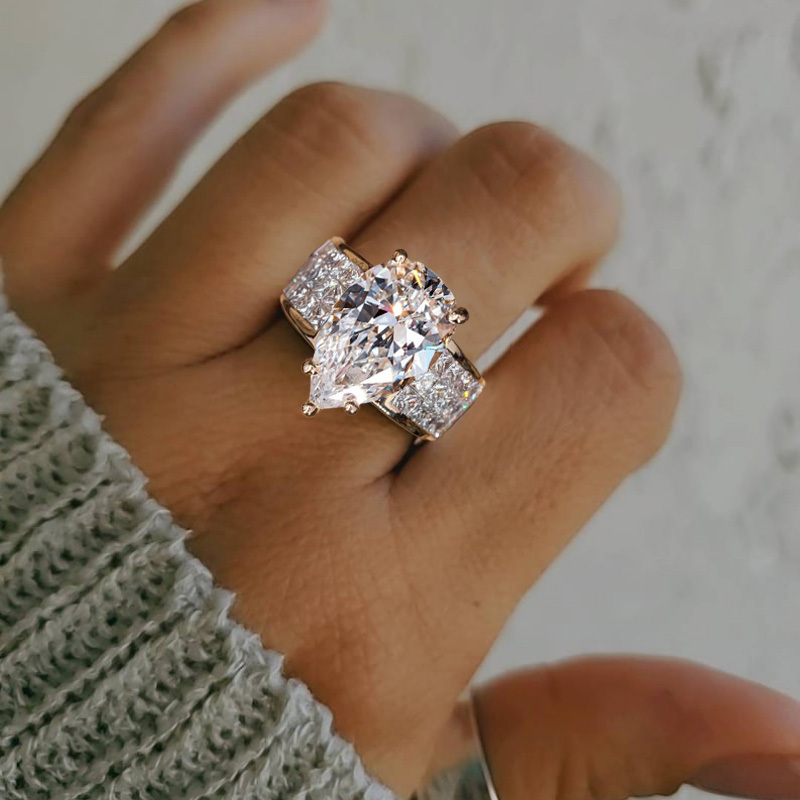 TEMU Elegant Ring Set With Large Sparkling Zirconia. Elegant Jewelry Is For Parties, Birthdays, Christmas, Valentine's Day, And Anniversaries -
