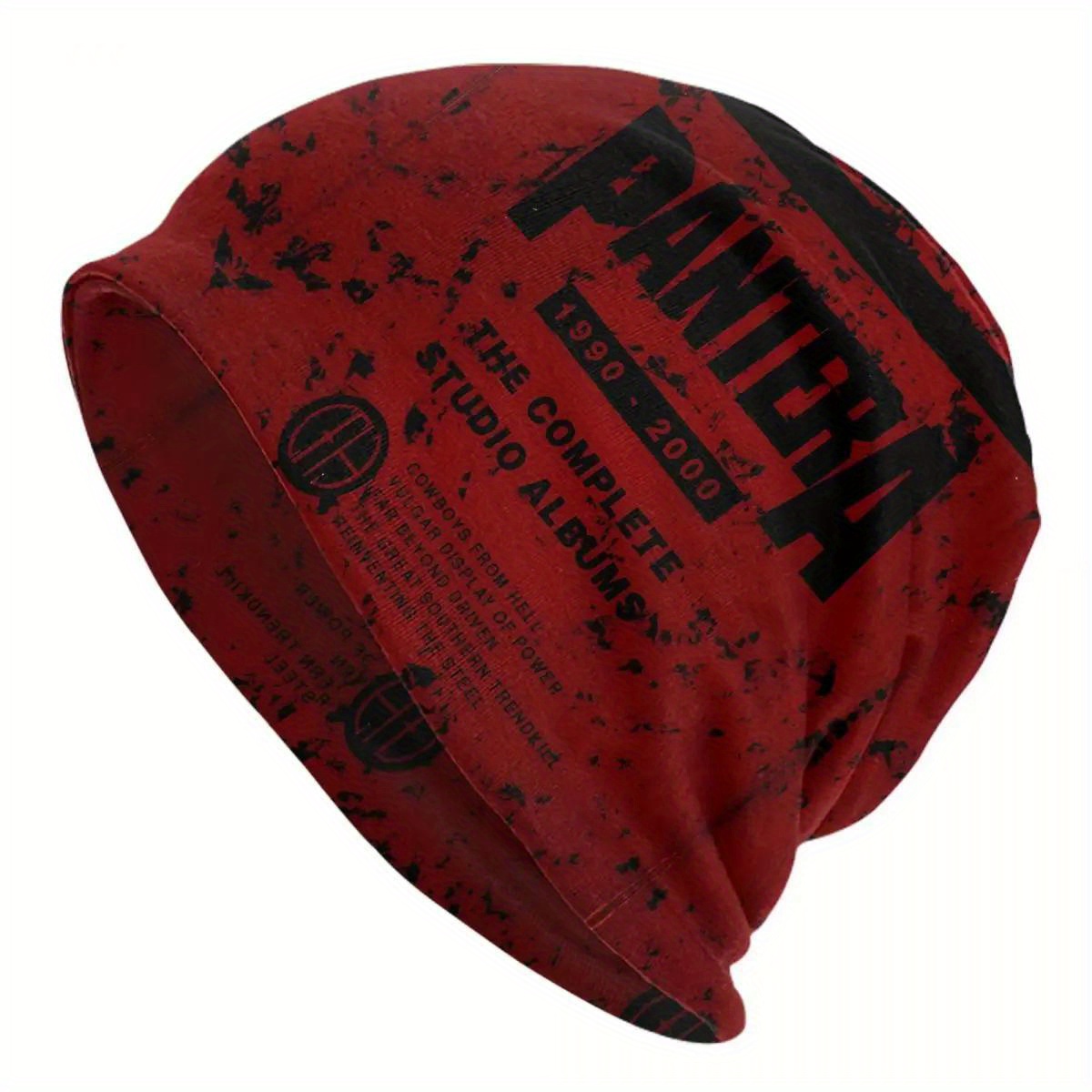 

Pantera Band 1990-2000 The Complete Studio Albums Themed Red Beanie Hat - Fashionable Knit Polyester Stretch Winter Cap