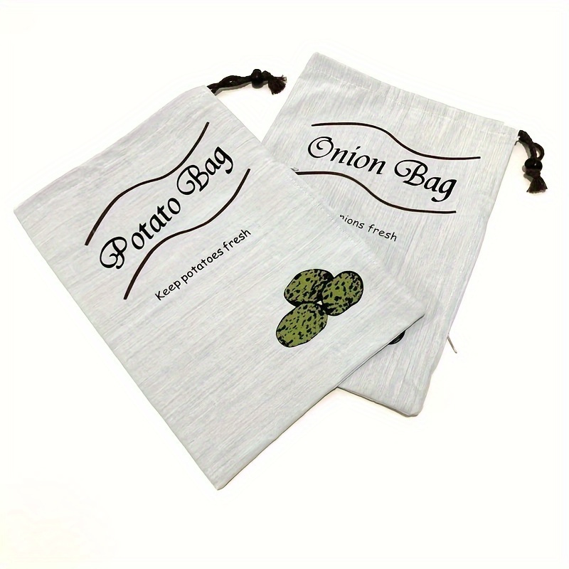 TEMU 2/3/4pcs Canvas Storage Bags For Potatoes & Onions - Reusable, Vegetables Fresh & Sproutless In Kitchen