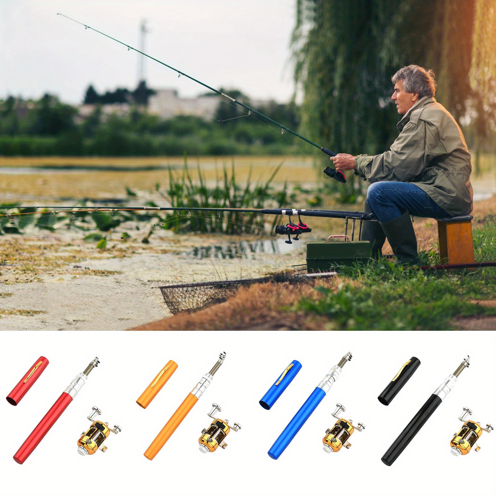 

1pc/set Pocket Size Fishing Rod Set Telescopic Pocket Pen Fishing Rod Fishing Rod And Reel Combo With Mini Trolling Reel