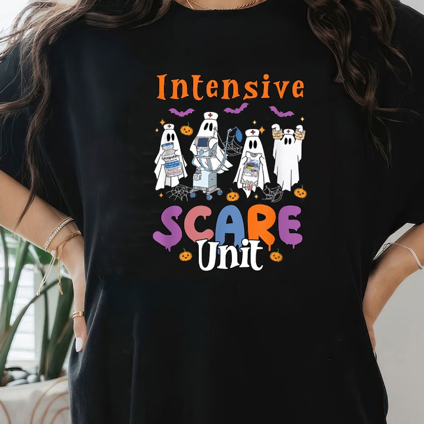 

Scare Icu Boo Crew Funny Nicu Picu Nurse Tech Women's Summer Short Sleeve T-shirt With Front Print - Comfortable, Breathable Fabric, Casual Sporty Style