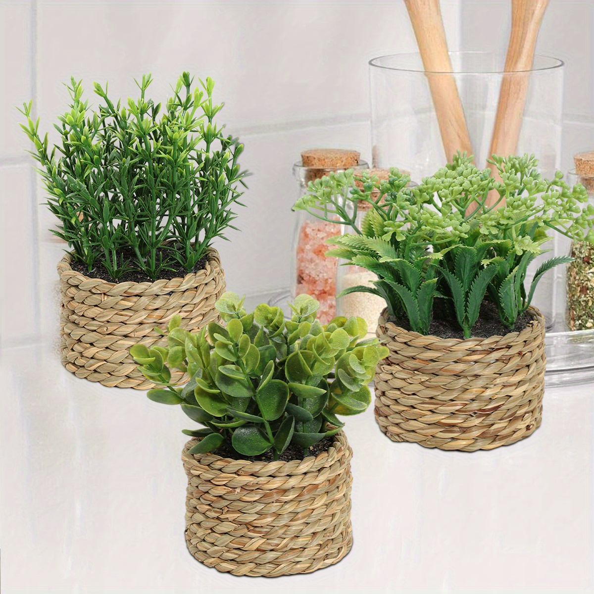 

3pcs Set Of Eucalyptus & Potted Plants - For , , And Decor | For Weddings, Parties, And Seasonal