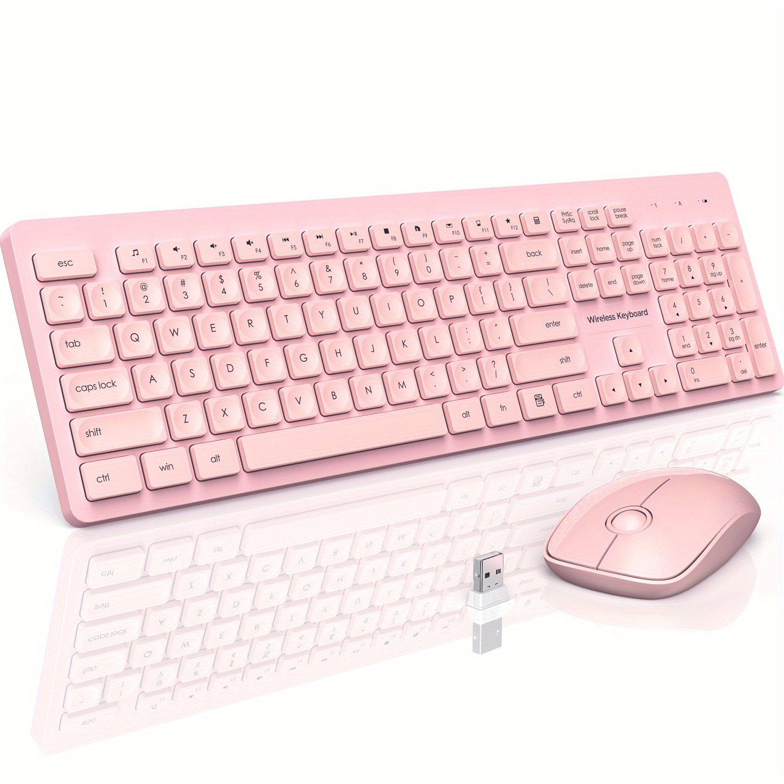 

Set, 2.4ghz Ultra-slim Usb Keyboard And Mouse Wireless, 12 Shortcuts, Keyboard Mouse Combo For Pc Laptop Windows Xp/ 7/ 8/ 10, Vista, Mac (pink)