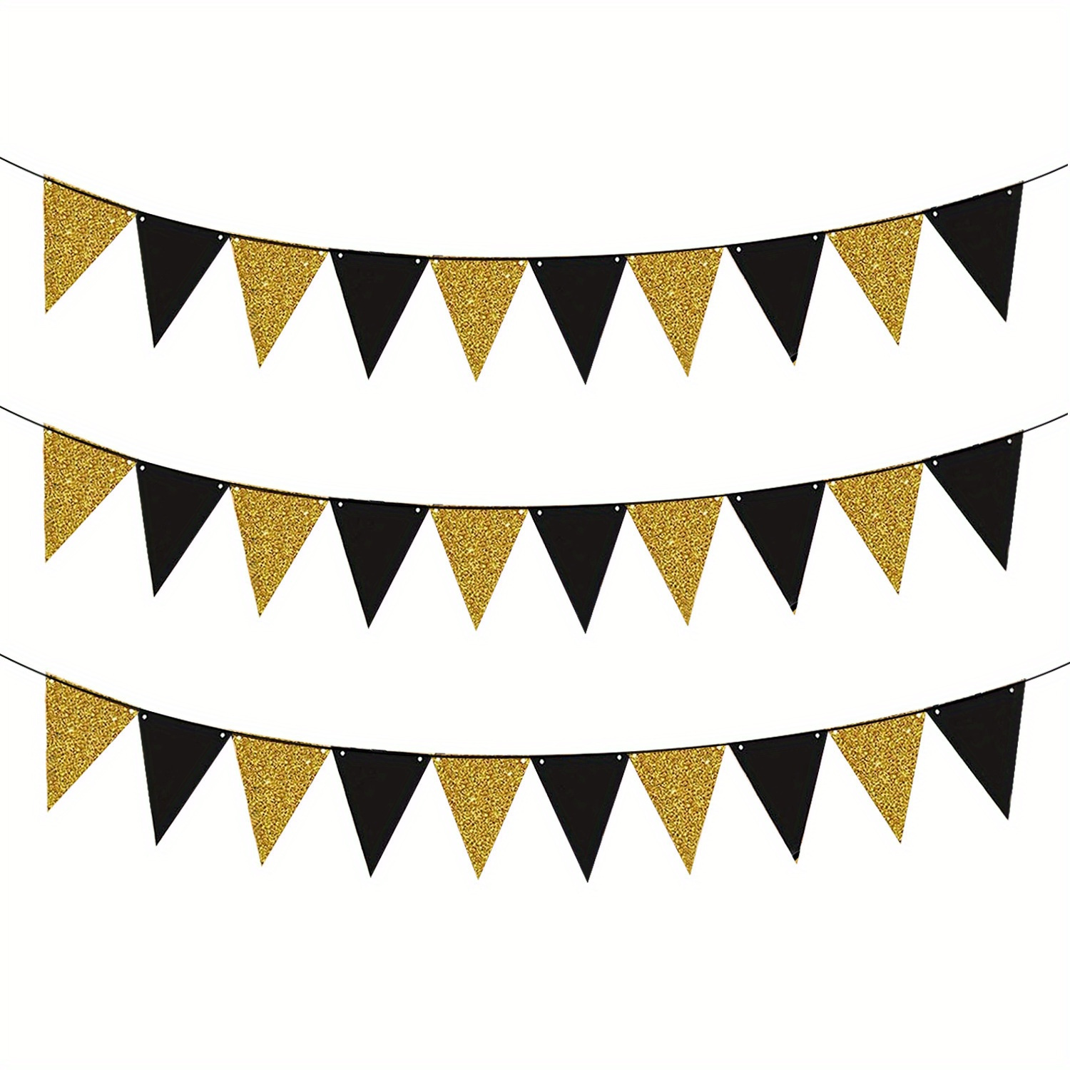 

10/12pcs Black & Pennant Banner, Reusable Room Decor For Easter, Father's Day, , Birthdays, Weddings - No Electricity Needed