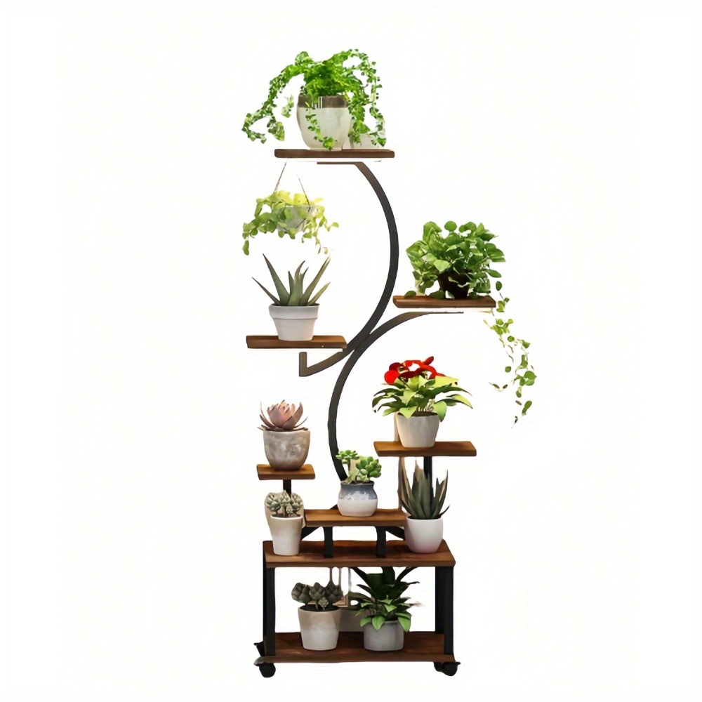 

Plant Stand Indoor With Grow Lights, 8 Tiered Indoor Plant Shelf, 61" Tall Plant Stand For Indoor Plants Multiple, Metal Plant Flower Holder Stand, Plant Rack For Home, Patio (black)