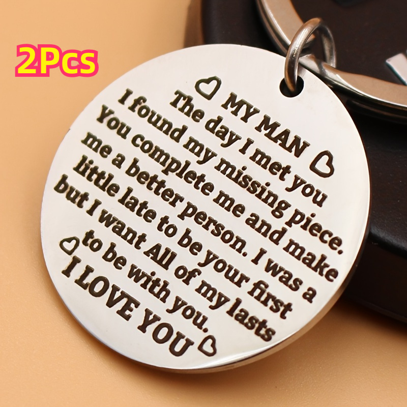 

2 Pcs Steel Keychains For , "" Engraved, For Husband Or , & 's Day , Key